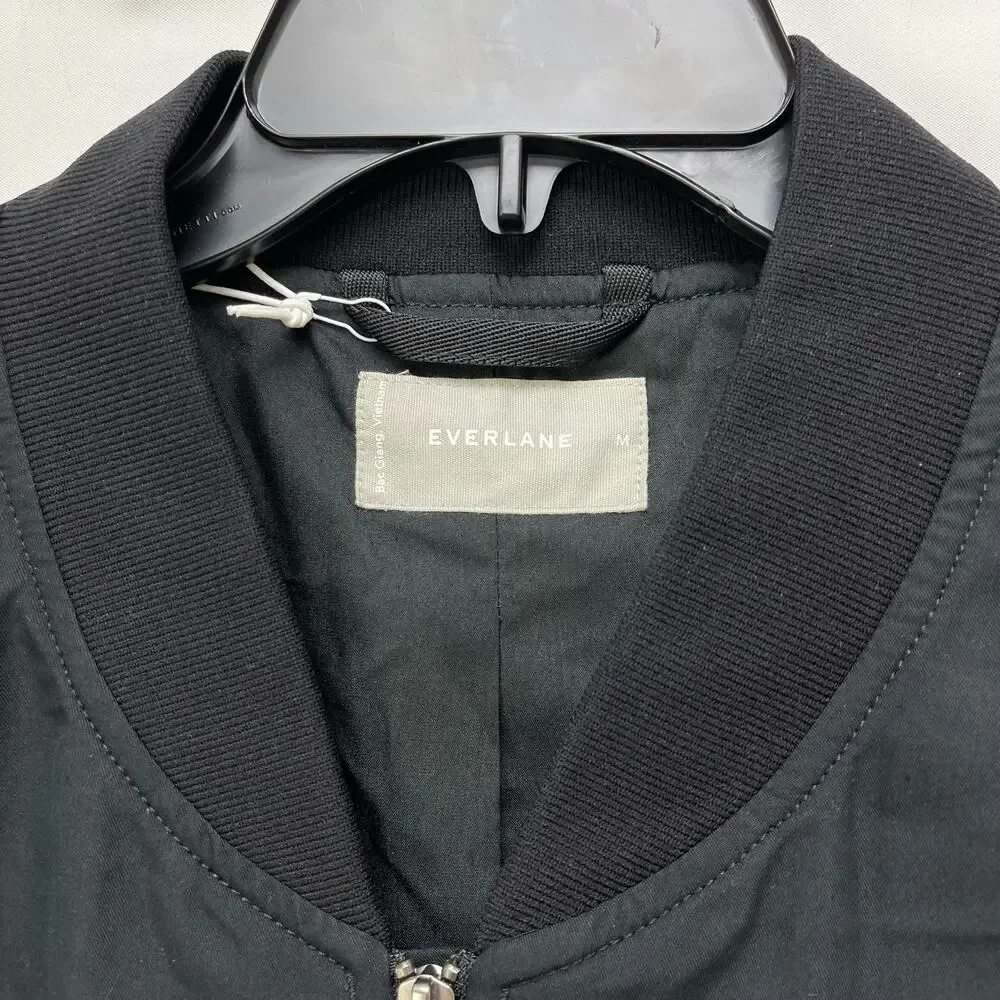 Everlane Womens Cotton Bomber Jacket Medium Black - Picture 7 of 9